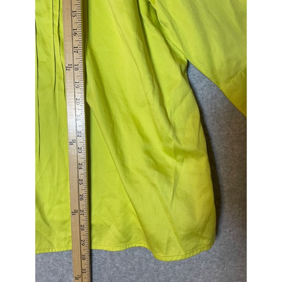 Maggie Barnes Catherines‎ Blouse Womens 1X Button Up Pin Tuck Chartreuse - Picture 4 of 7